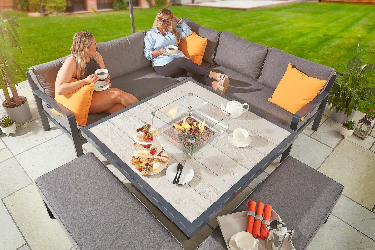 Large Fire Pit Table Garden Set Garden Furniture HEX Living