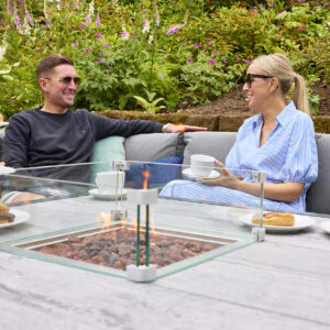 Fire Pit Table Garden Set with Corner Sofa and Two Large Benches - Image 4
