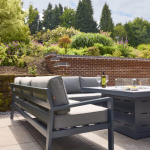 Fire Pit Table Garden Set with Corner Sofa and Two Large Benches - Image 5