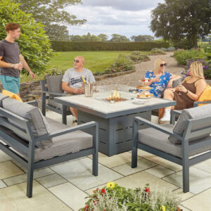 Fire Pit Table Set with Two Sofas and Two Chairs