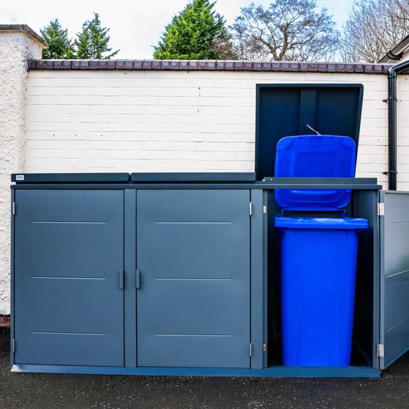 Whiston Metal Wheelie Bin Store - Innovative bin lid clipping system